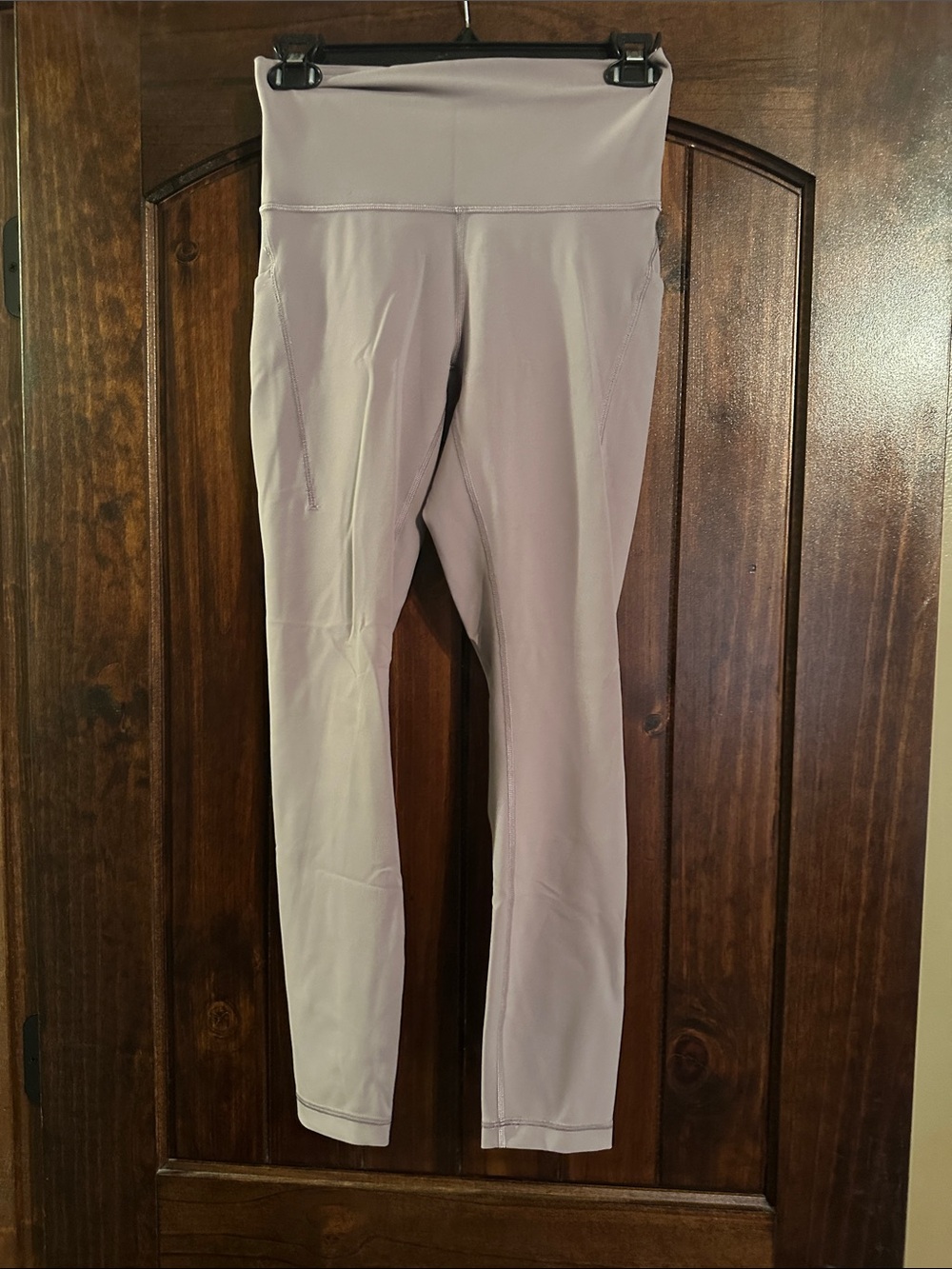 lululemon leggings with side pockets in a grayish mauve